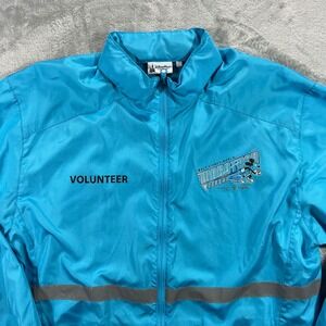 DISNEY PARKS Marathon Weekend Volunteer Jacket‎ Large Blue Mickey Windbreaker